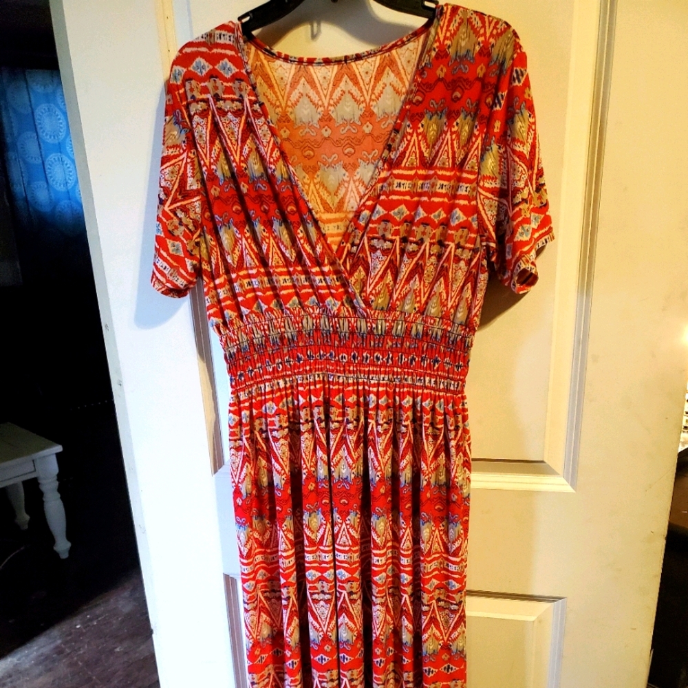 Native American Print Maxi Dress By West Loop
